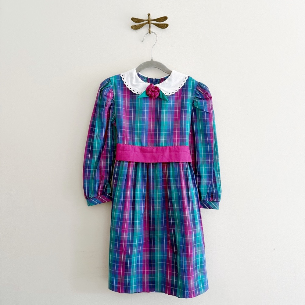Florence Eiseman Plaid Long Sleeve Dress with Peter Pan Collar